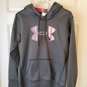 Under Armour Women’s Cold Gear Storm Gray Hoodie Pink Camo Lined Hood